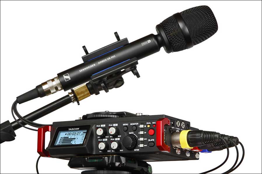 TASCAM-Recorder DR-701D mit Sennheiser AMBEO VR-Mikrofon
