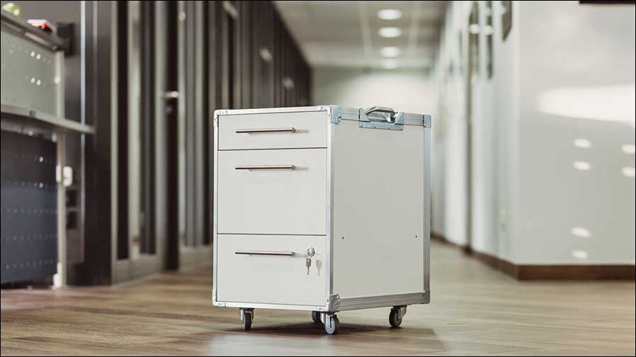 Der Office Trolley von Amptown Cases im Einsatz (Foto: Amptown Cases).