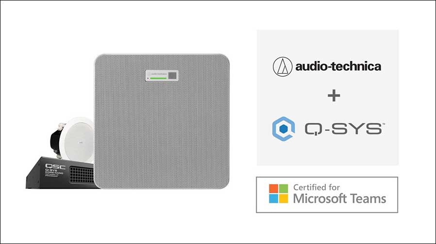 Audio-Technica ATND1061DAN Deckenmikrofon-Array in Kombination mit Q-SYS für Microsoft Teams Rooms zertifiziert (Foto / Grafik: Audio-Technica).