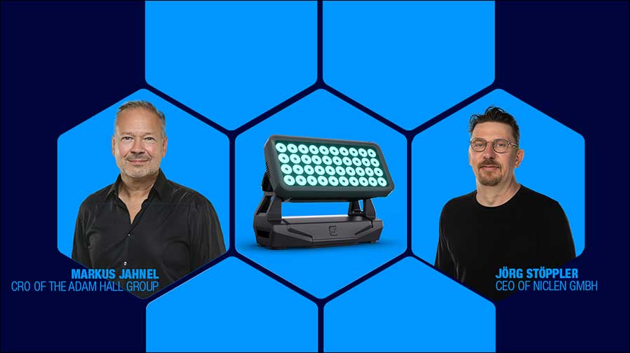 Markus Jahnel, Jörg Stöppler und der Cameo ZENIT W600 G2 (Foto: Adam Hall Group)
