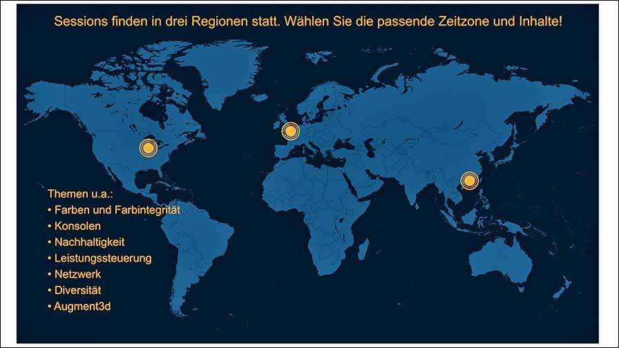 CUE 2022: Die globale ETC-Konferenz läuft 24 Stunden in drei Zeitzonen. In Europa von 10.00 bis 17.00 Uhr.