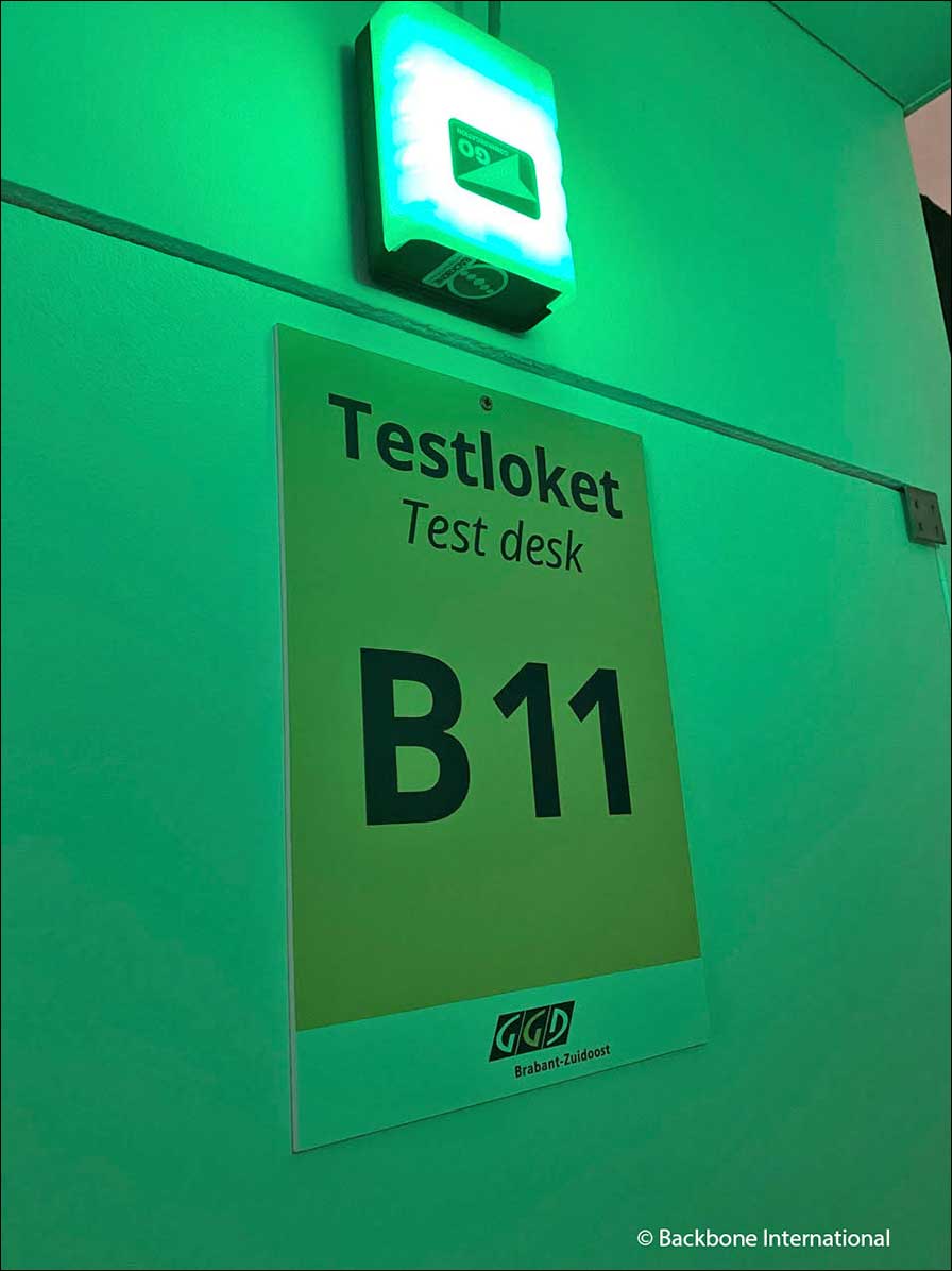 "Zweckentfremdet": Beacon-Signalleuchten in Covid-19-Testzentrum (Fotos Backbone International