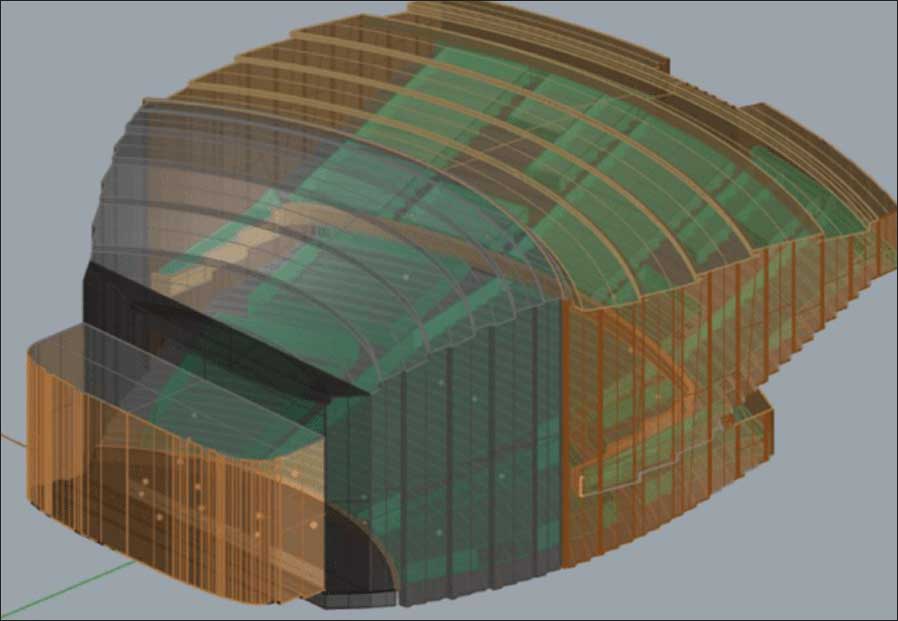 Die Simulation „Sound of Science“ kann das Echo und den Nachhall eines Tons im 3D-Modell messen und simulieren, wie sich Schallwellen in einem Raum ausbreiten (Foto / Grafik: Siemens).