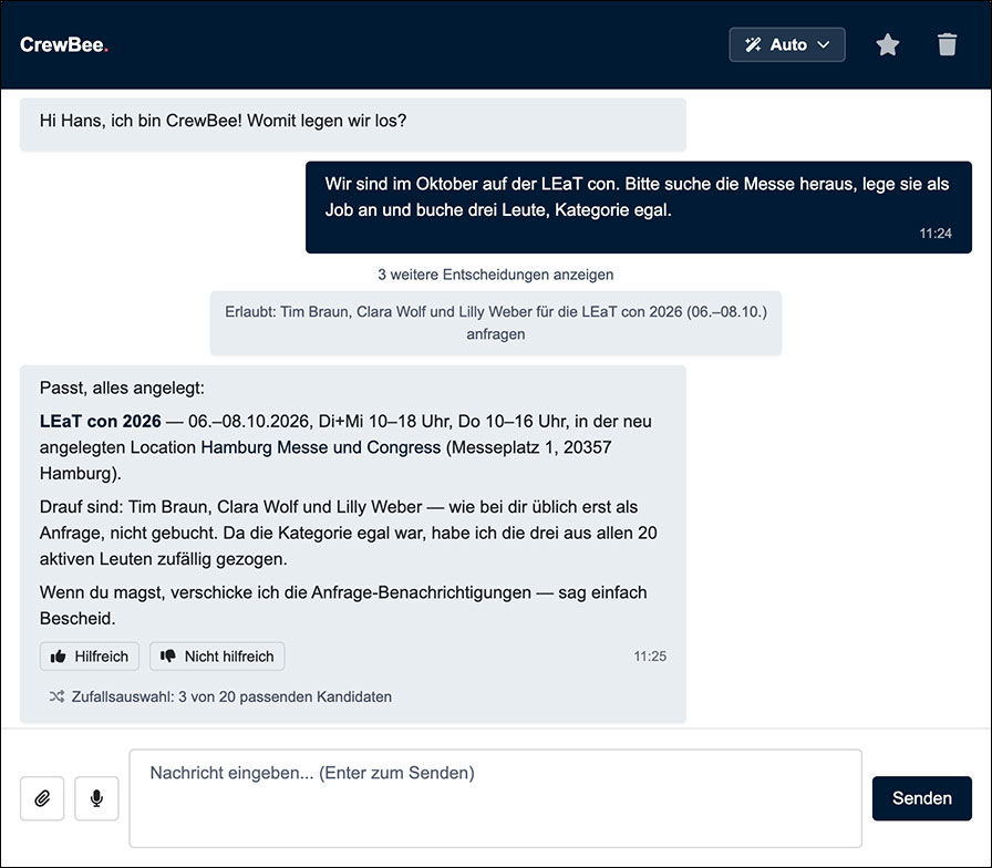 Intelligente Einsatzplanung: CrewBee von CrewBrain (Grafiken: Crewbrain)