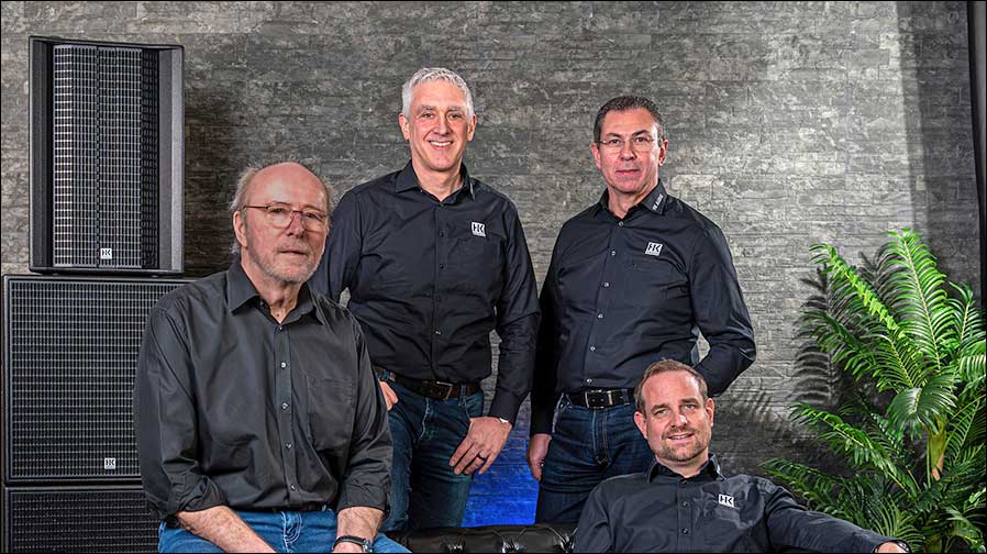 HK Audio stellt die Weichen für die Zukunft (von links): Lothar Stamer, Holger Kartes, Stefan Persch und Christian Jordan (Foto: HK Audio).