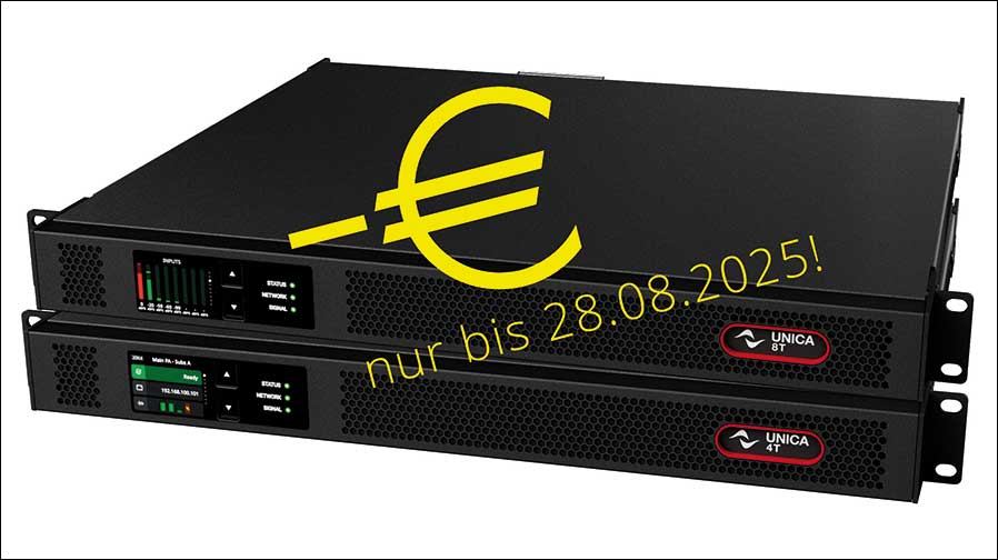  „Amplify Your Summer“ – mit den brandneuen Powersoft UNICA T-Verstärkern bei Laauser & Vohl (Foto / Grafik: Laauser & Vohl)