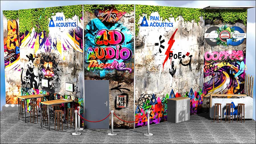 Auf dem Messestand in Halle 7 führt Pan Acoustics seine Systeme live im "4D Audio Theatre" vor (Foto: PAN Acoustics).