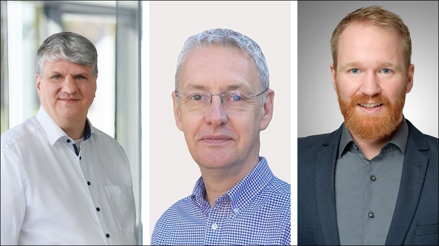 V.l.n.r.: Dr. Andreas Wilzeck, Vaughan John und Malte Lahrmann werden im Rahmen der DECT World 2026 Einblicke in Frequenzbänder, Forschung und Audioanwendungen von DECT NR+ geben (Foto: Sennheiser)