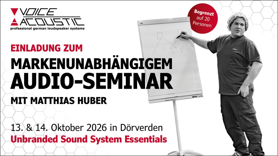 Voice-Acoustic Seminar „Unbranded Sound System Essentials" mit Matthias Huber (Grafik: Voice-Acoustic)
