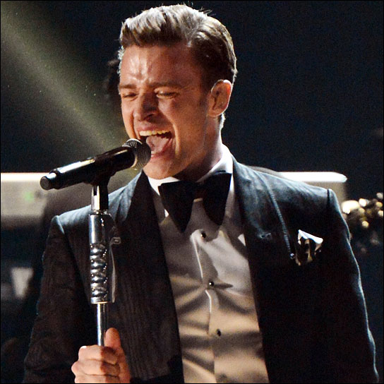 Justin Timerlake mit Shure bei den GRAMMYs