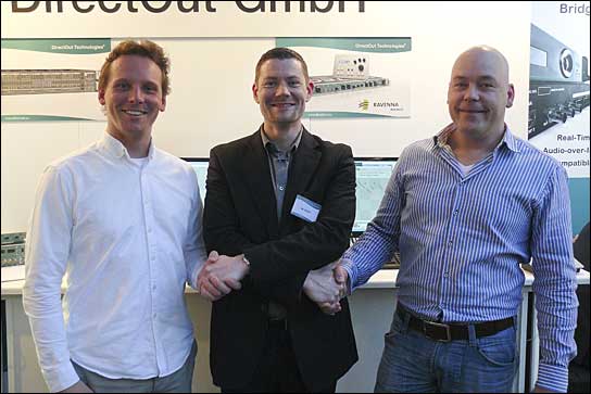 Treff auf der Prolight + Sound (von links): Dirk Sykora (LDM), Jan Ehrlich (DirectOut) und Mark Tito (LDM)